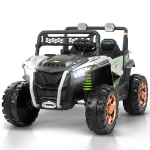 Usmile Toys red rechargeable battery operated jeep for kids, a realistic ride-on toy car with light and music for exciting adventures