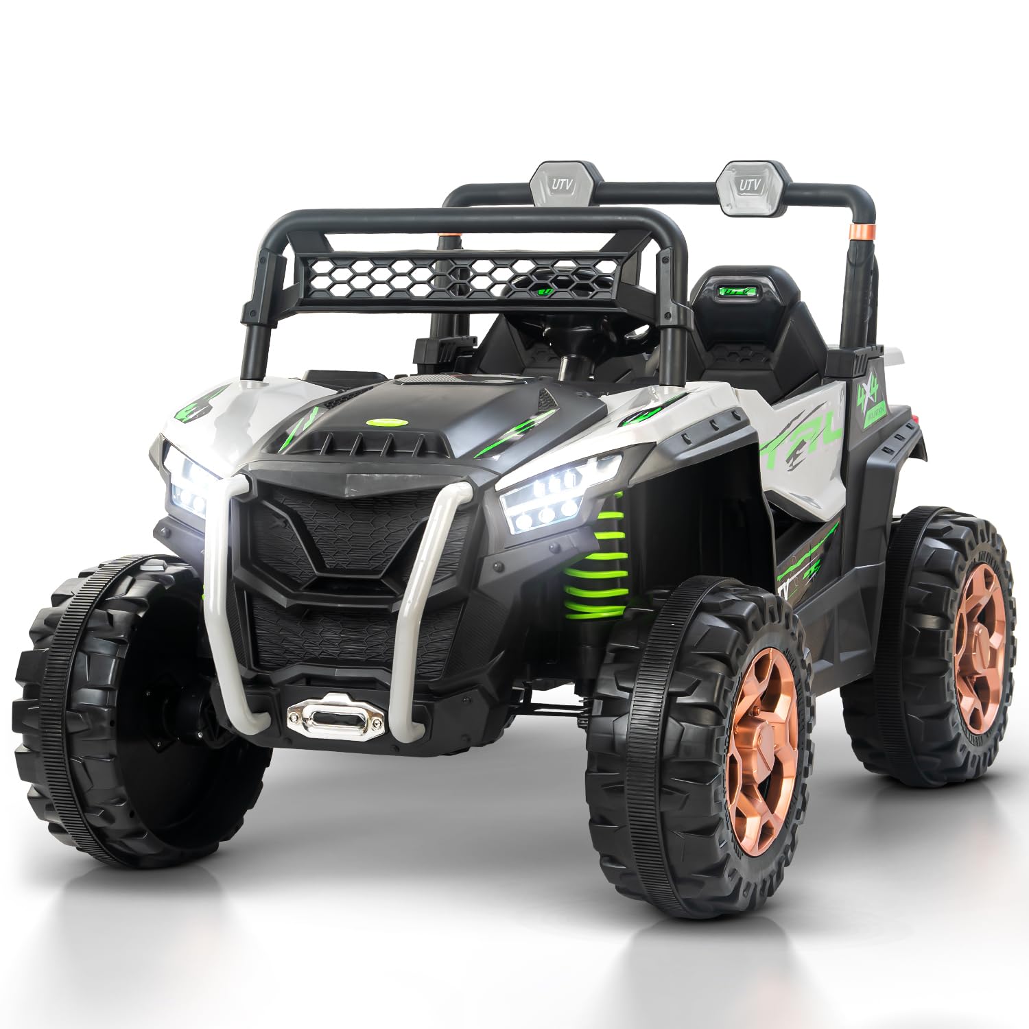 Usmile Toys red rechargeable battery operated jeep for kids, a realistic ride-on toy car with light and music for exciting adventures