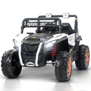 Usmile Toys red rechargeable battery operated jeep for kids, a realistic ride-on toy car with light and music for exciting adventures WWW.USMILE.TOYS