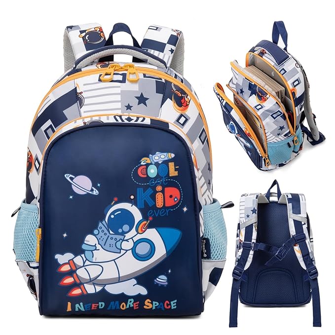 Blue Space Theme School Bag for Boys: Astronaut and rocket design, perfect for elementary school kids.
www.usmile.toys