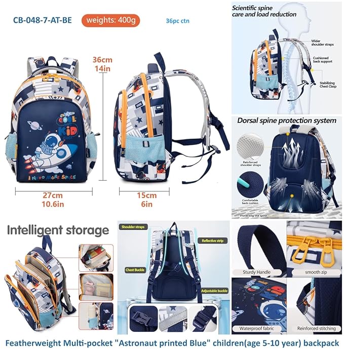 Cool Space Design School Backpack: Comfortable and stylish bag for boys who love astronauts and rockets.
www.usmile.toys