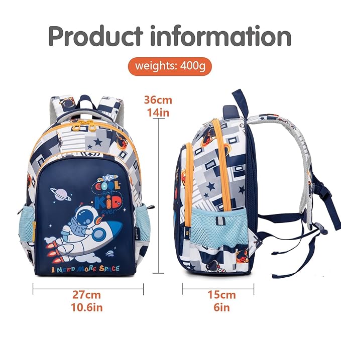 Blue and White Space Themed Backpack: Features an astronaut on a rocket and "I Need More Space" text.
www.usmile.toys