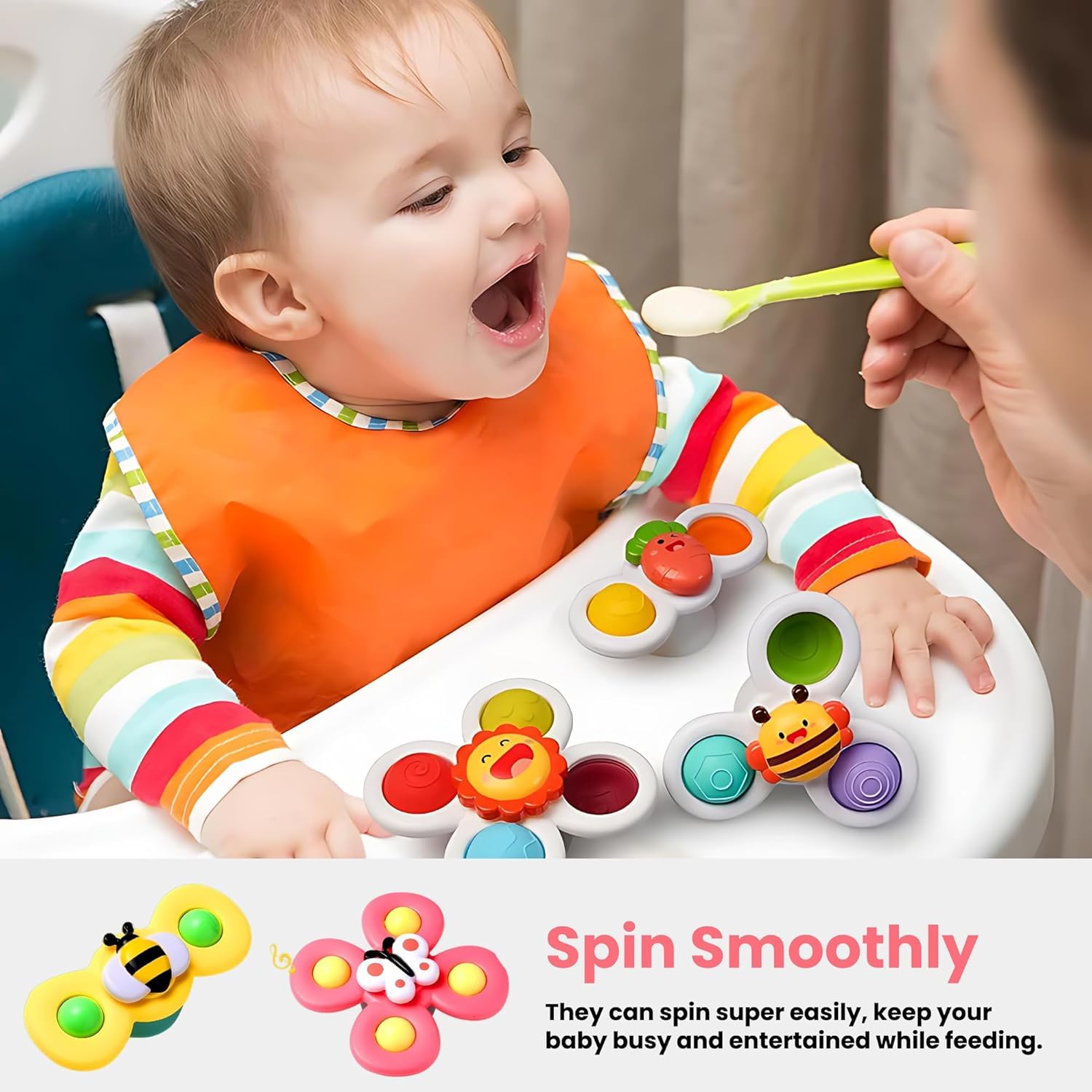3 PCS Insect Suction Cup Bath Toy for Baby Boys Girls