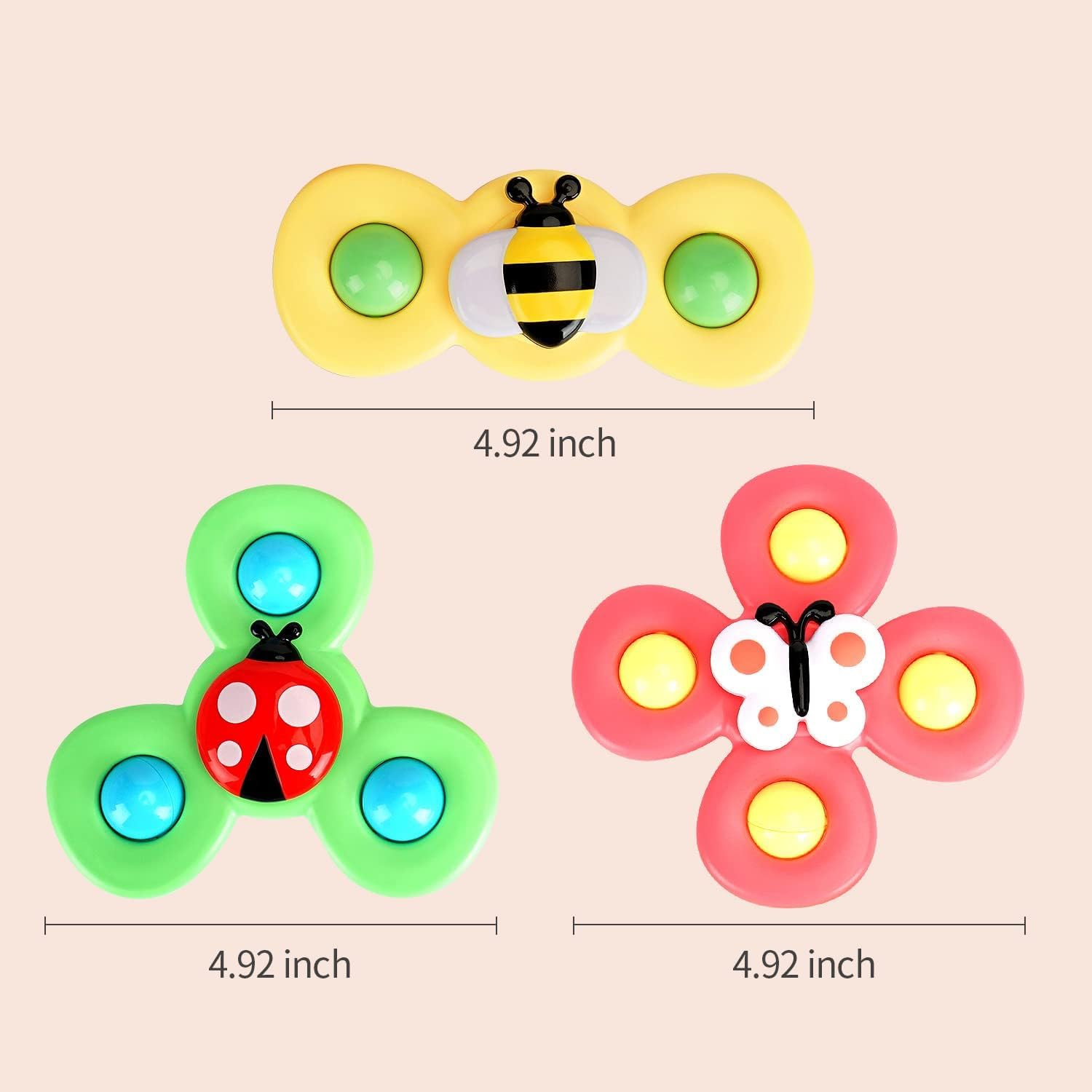3 PCS Insect Suction Cup Bath Toy for Baby Boys Girls