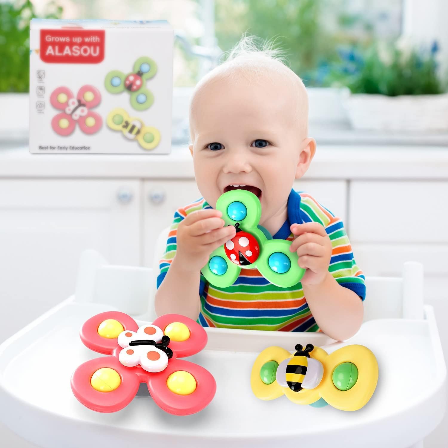 3 PCS Insect Suction Cup Bath Toy for Baby Boys Girls