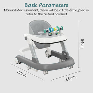 High-quality StarAndDaisy Tiny Baby Walker 2-in-1, an ideal infant and baby activity walker for 6 to 18 months. Designed in a stylish grey and white, it supports early walking development for both girls and boys, includes a comfortable padded seat and interactive play station." www.usmile.toys