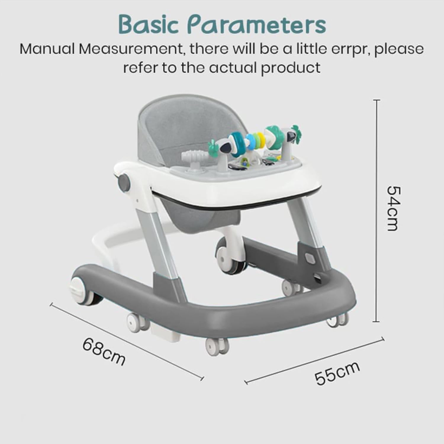 High-quality StarAndDaisy Tiny Baby Walker 2-in-1, an ideal infant and baby activity walker for 6 to 18 months. Designed in a stylish grey and white, it supports early walking development for both girls and boys, includes a comfortable padded seat and interactive play station." www.usmile.toys