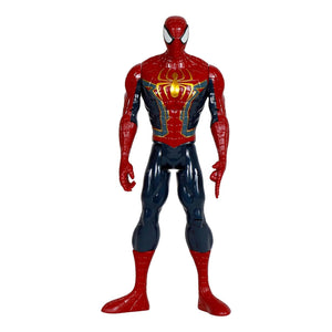 New Spiderman action figure toy, featuring the iconic red and blue suit with metallic gold spider emblem on the chest, perfect for superhero play. www.usmile.toys
