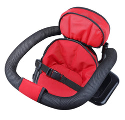 Toyzoy Maple Grand black and red baby trike for ages 2-5 years, with steerable push handle, safety bar, and front basket. www.usmile.toys