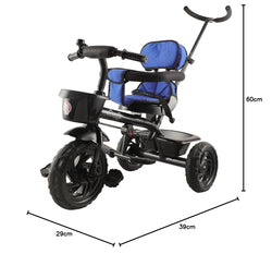 Usmile Toys Toyzoy Maple Grand kids tricycle in black and red, featuring a durable frame and essential safety guardrail. www.usmile.toys