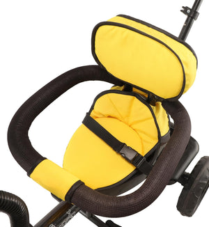 Usmile Toys Toyzoy Maple Grand children's tricycle with black frame, teal fabric, and front wheel with pedals. www.usmile.toys