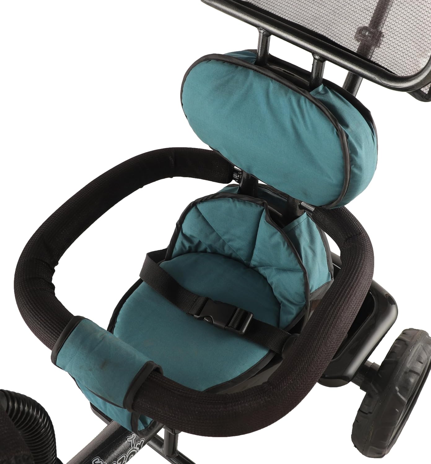 Safe and fun blue kids' tricycle with shade canopy, offering comfortable rides and easy steering for parents. www.usmile.toys