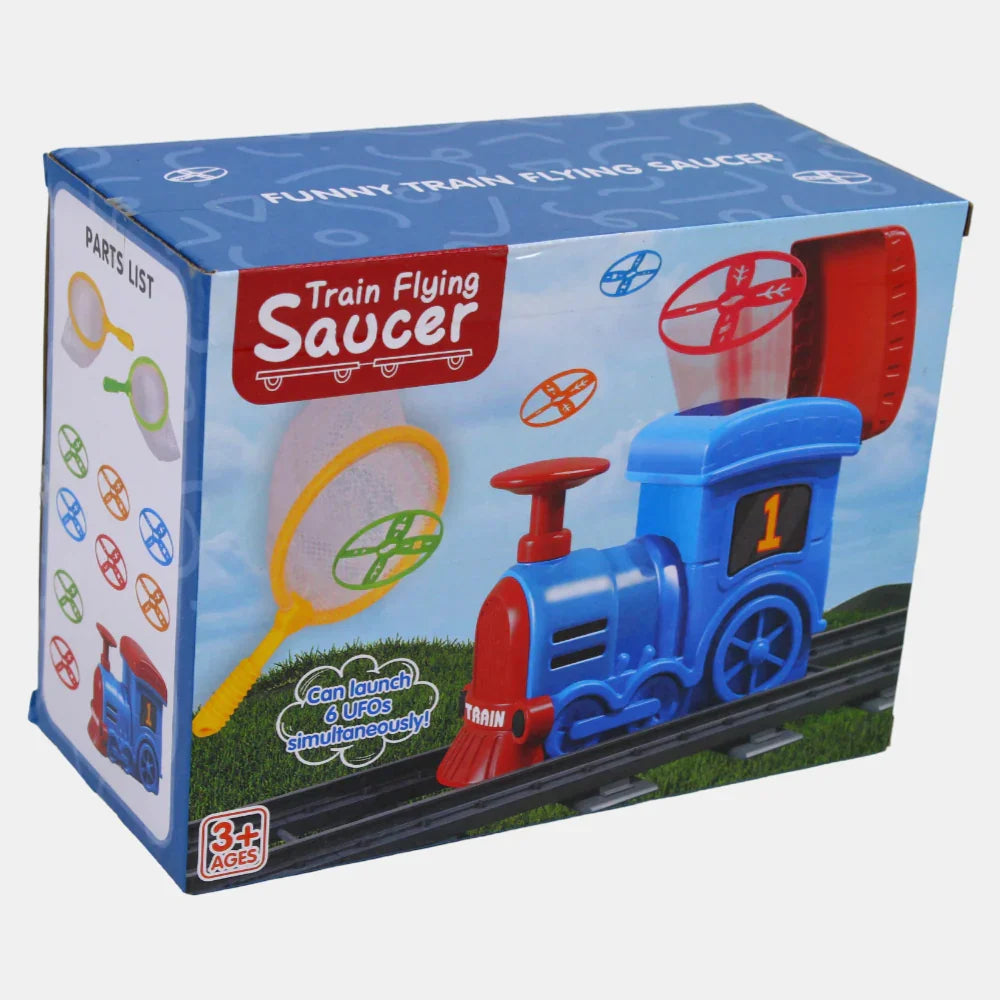 Train Flying Disc Launcher Toy for Kids and Adults with 8 Discs, 2 Catch Nets