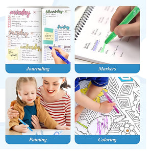 Assorted colors of Himic twist crayons, designed for easy grip and mess-free coloring for children, accompanied by a small sketchbook to encourage artistic expression." www.usmile.toys