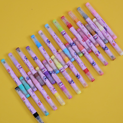 Colorful Unicorn Markers from Yoyo & Zozo, 24 count, with unicorn and star designs on the markers, in a clear plastic case with pink lid. www.usmile.toys