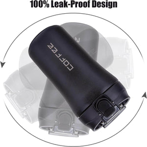 Specifies color, insulation type, travel functionality, and highlights the distinct "push-button" lid mechanism which is visible and a key feature. Includes brand name. www.usmile.toys