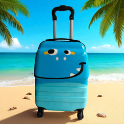  This is highly descriptive, clearly identifying the colors, the "monster character" (or dinosaur, depending on interpretation), its intended user ("kids'"), the product type ("trolley bag"), and the key selling point ("unbreakable design"). It also includes your brand name. This is excellent for specific searches. www.usmile.toys