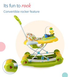 LuvLap Comfy 2-in-1 Baby Walker & Rocker with Parental Push Handle, Anti Fall, Anti Skid Mechanism, Height Adjustable with Light, Rattle & Musical Toys, Cushioned Walker for Baby