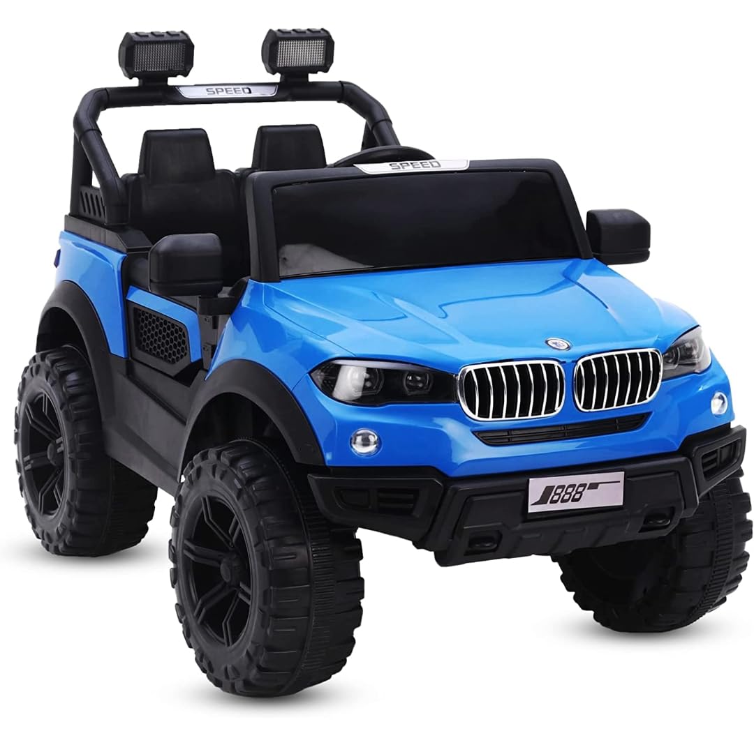 Blue Kids Battery Operated Ride-On Jeep Car with Big Wheels – Available at www.usmile.toys

