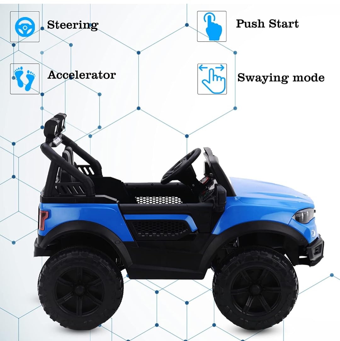 Blue Kids Battery Operated Ride-On Jeep Car with Big Wheels – Available at www.usmile.toys