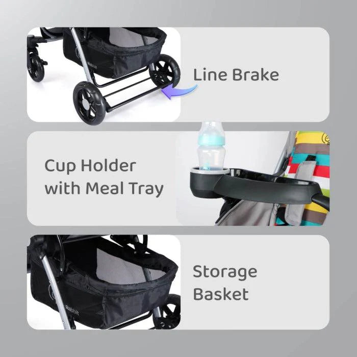 "Enjoy smooth and stylish outings with the R For Rabbit Chocolate Ride Baby Stroller, offering comfort for your child and convenience with practical features for parents. Available at uSmile.toys."www.usmile,toys