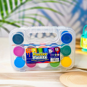 along Poster Paints Set of 12 Bright Colors with Brush in Carry Case – www.usmile.toys
