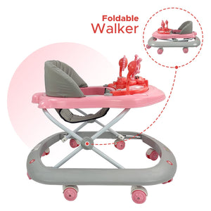Dash Butterfly Walker from Usmile Toys in green, yellow, and grey, featuring a musical toy tray and adjustable height for babies. www.usmile.toys