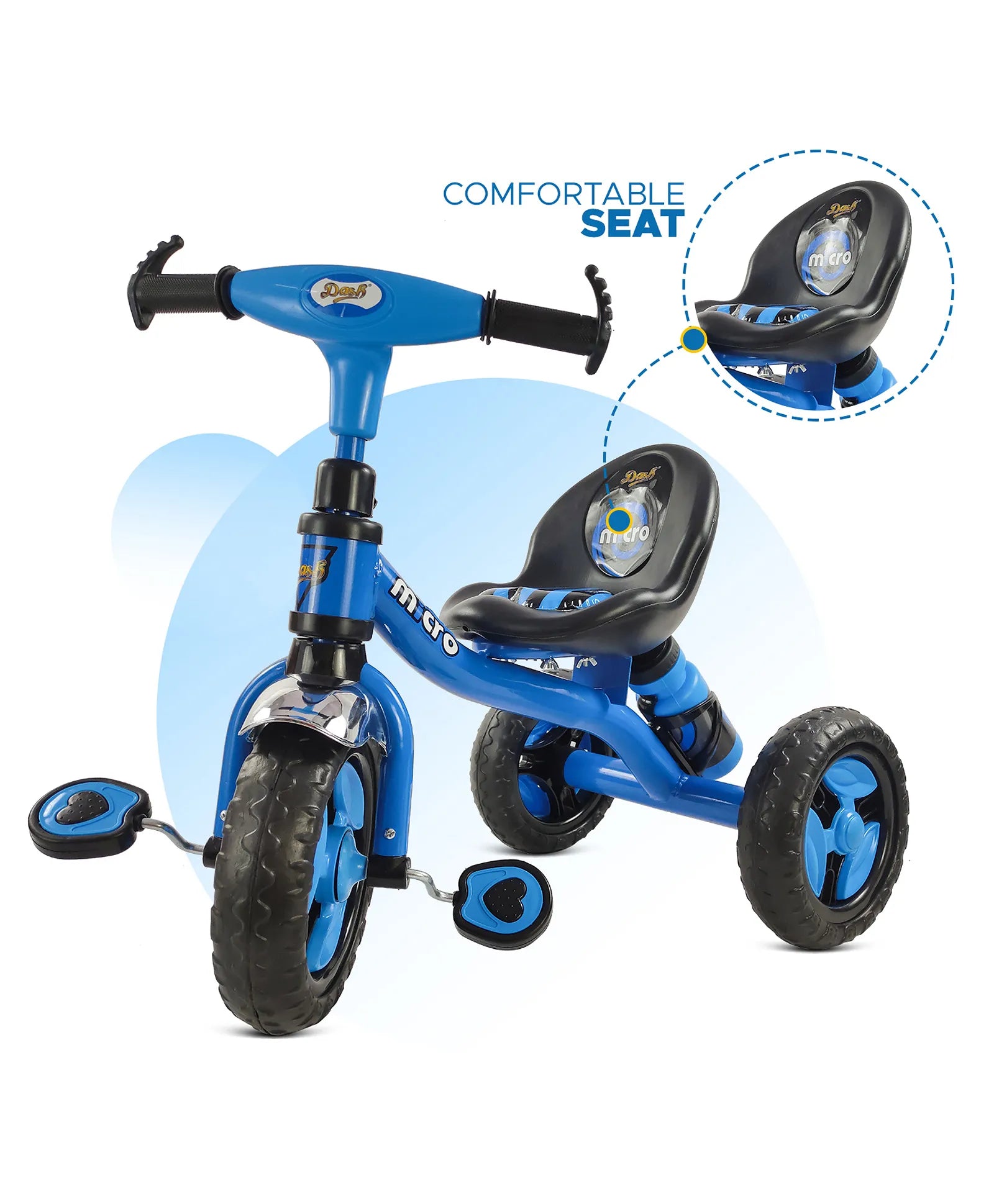 Black tricycle for children aged 3 to 5 years, with a sturdy frame and comfortable seat, in an urban setting. www.usmile.toys