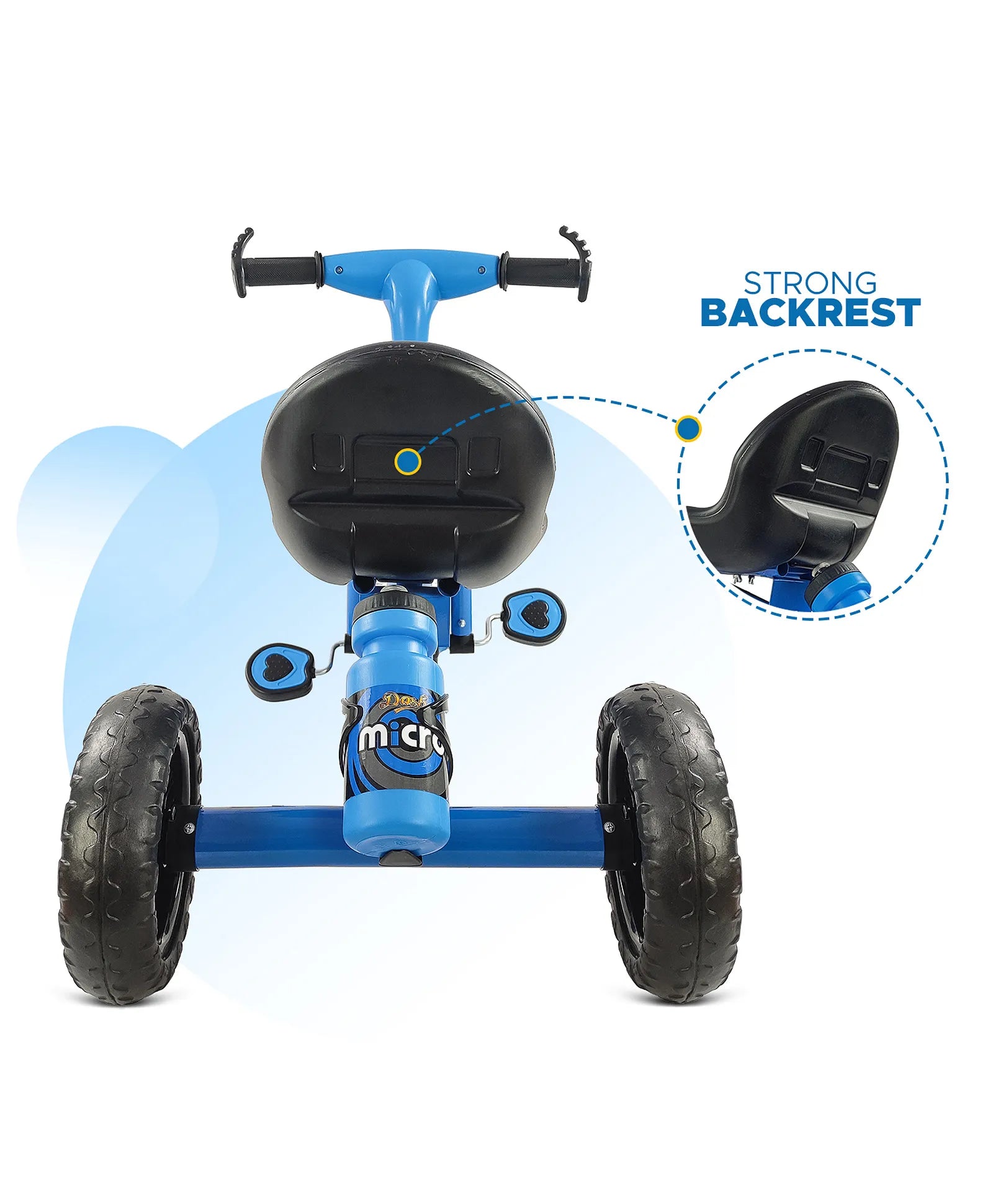 Black tricycle for children aged 3 to 5 years, with a sturdy frame and comfortable seat, in an urban setting. www.usmile.toys