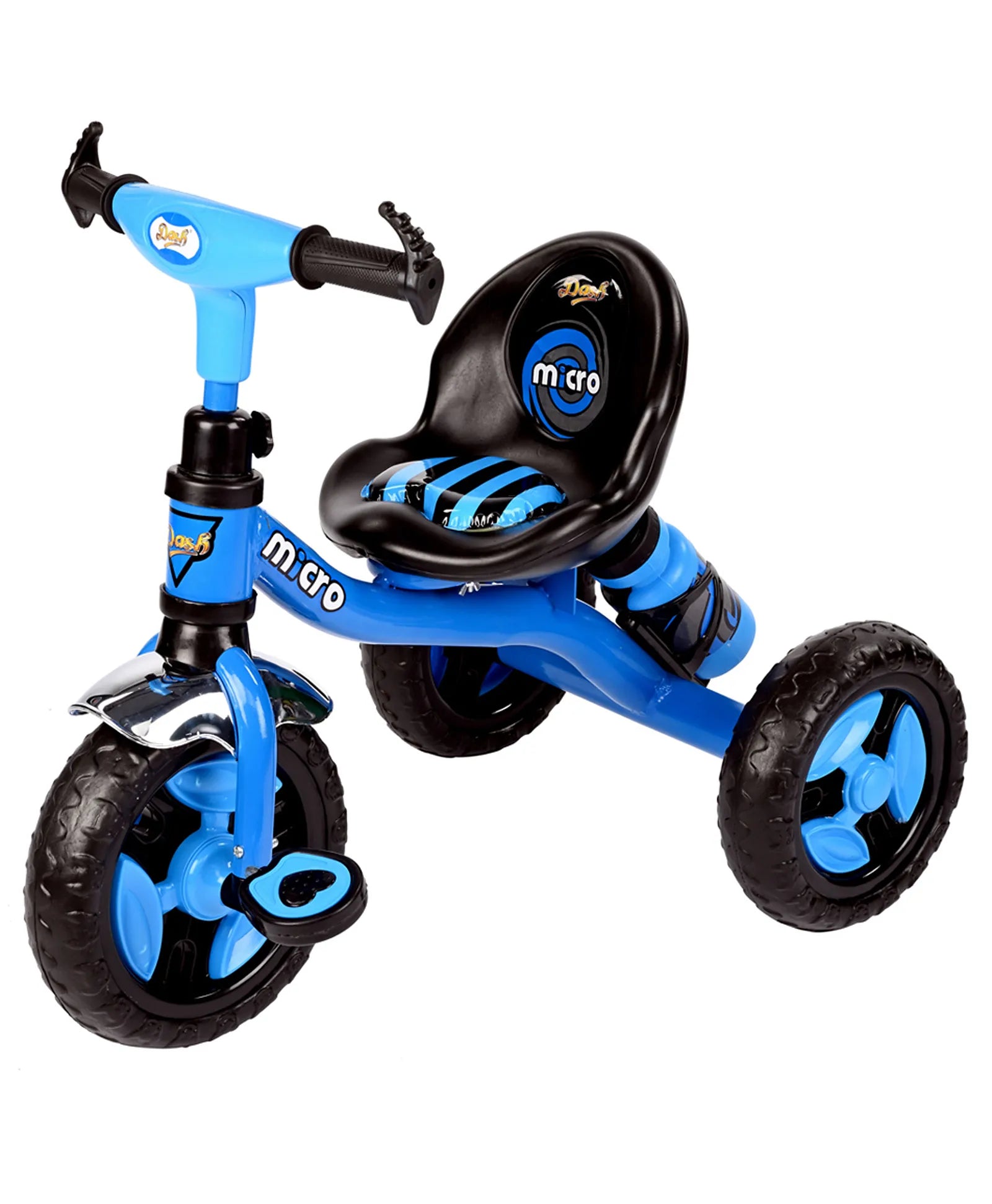 Black tricycle for children aged 3 to 5 years, with a sturdy frame and comfortable seat, in an urban setting. www.usmile.toys