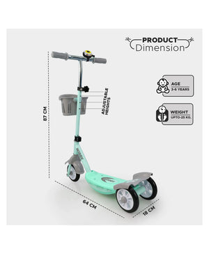 Kid-friendly green and grey scooter with an adjustable handlebar and sturdy design, ideal for young riders 3 years and up www.usmile.toys
