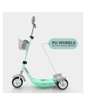 Durable Dash Noddy scooter for boys and girls, promoting balance and coordination, visible on a green landscape www.usmile.toys