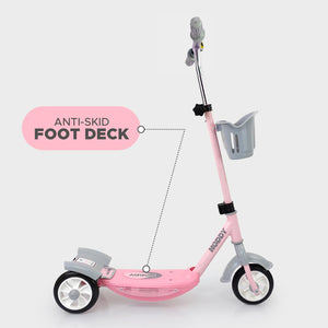 Usmile® brand Noddy scooter for preschool kids, with a removable basket and bell, offering a fun and safe riding experience www.usmile.toys