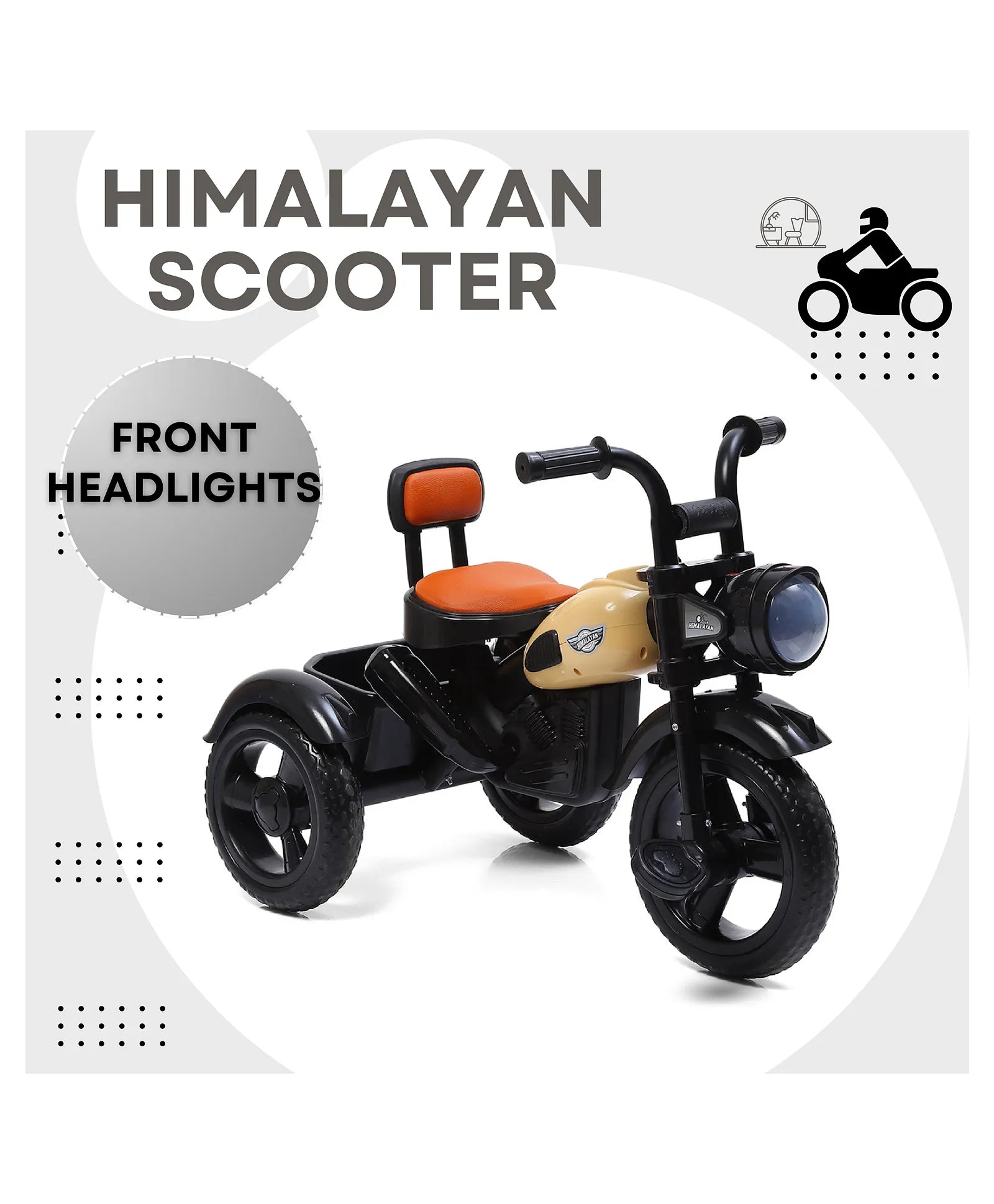 Children's motorcycle-style trike from U Smile Toys, equipped with a comfortable seat and musical features for engaging play. www.usmile.toys