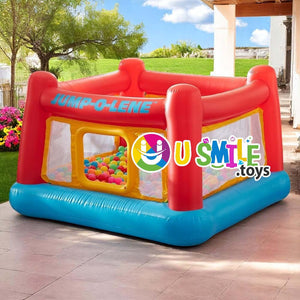 Kids' outdoor play equipment: A rectangular inflatable Jump-O-Lene without balls, showcasing its robust design and inviting space for jumping and active play, suitable for young children, available at Usmile Toys.www.usmile.toys