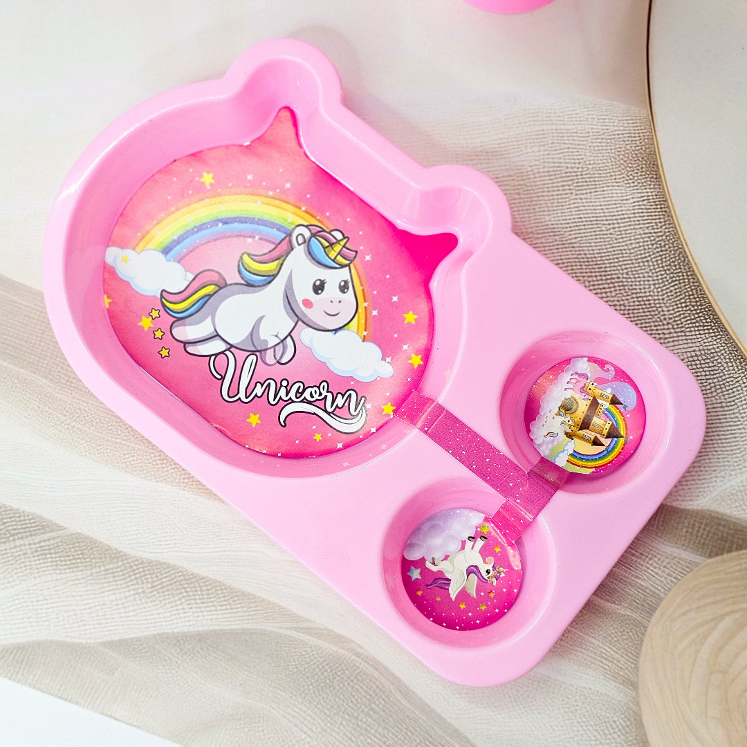 Usmile Toys toddler dining set with a divided plate for kids, a drinking cup, and cutlery, all in a fun . www.usmile.toys