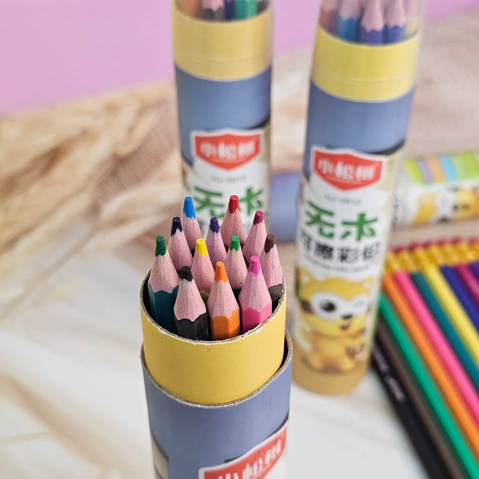 Close-up of a 12-piece pack of vibrant colored pencils, showcasing various shades, ideal for children's art and creative development from uSmile.toys."
www.usmile .com