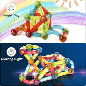 Educational glowing magnetic construction toy for children, encouraging creativity and scientific principles. www.usmile.toys