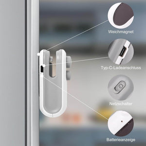 Portable Mini Sealing Machine in white and grey, a USB-C rechargeable heat sealer for food bags, with its retail box displaying usage instructions. www.usmile.toys