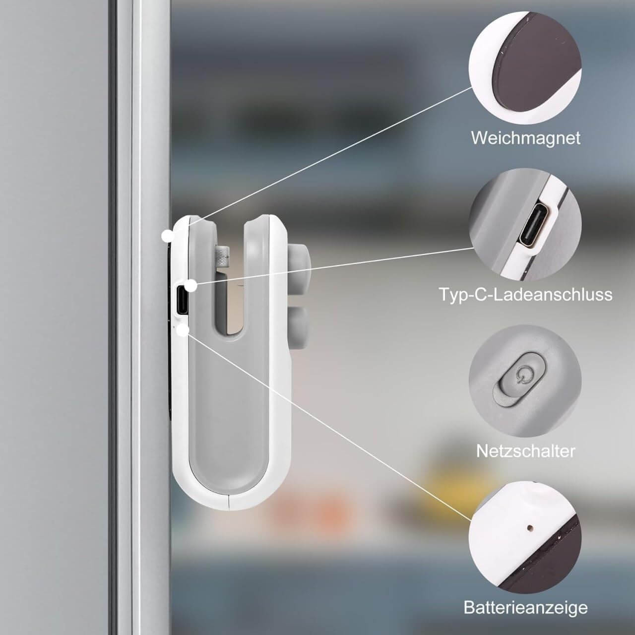 Portable Mini Sealing Machine in white and grey, a USB-C rechargeable heat sealer for food bags, with its retail box displaying usage instructions. www.usmile.toys