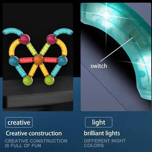 Educational glowing magnetic construction toy for children, encouraging creativity and scientific principles. www.usmile.toys