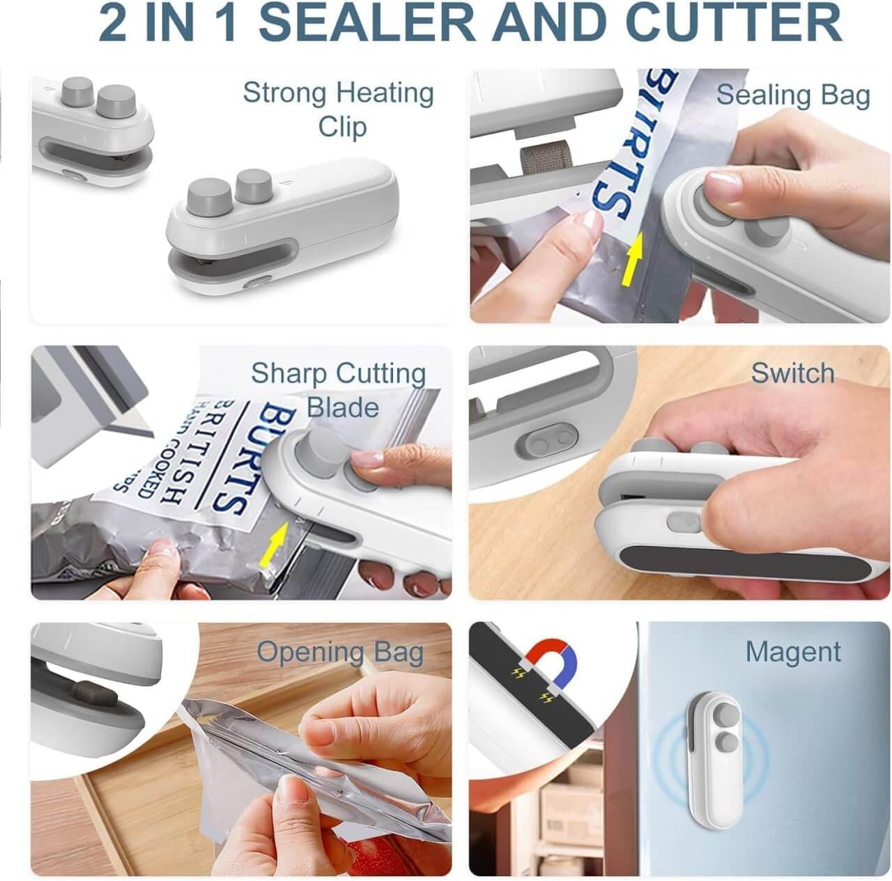 USB portable bag sealer for snacks, food storage, and keeping items fresl www.usmile.toys