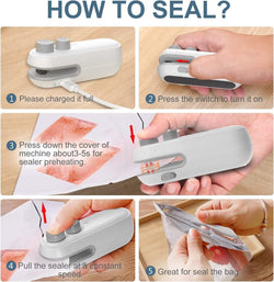 USB portable bag sealer for snacks, food storage, and keeping items fresl www.usmile.toys