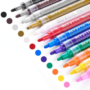 Guangna Acrylic Painter set with 12 multi-color markers, water-based and bright colors for drawing and graffiti. www.usmile.toys