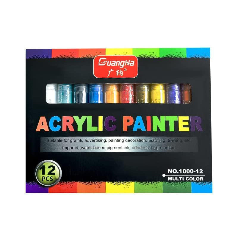 Guangna Acrylic Painter set with 12 multi-color markers, water-based and bright colors for drawing and graffiti. www.usmile.toys