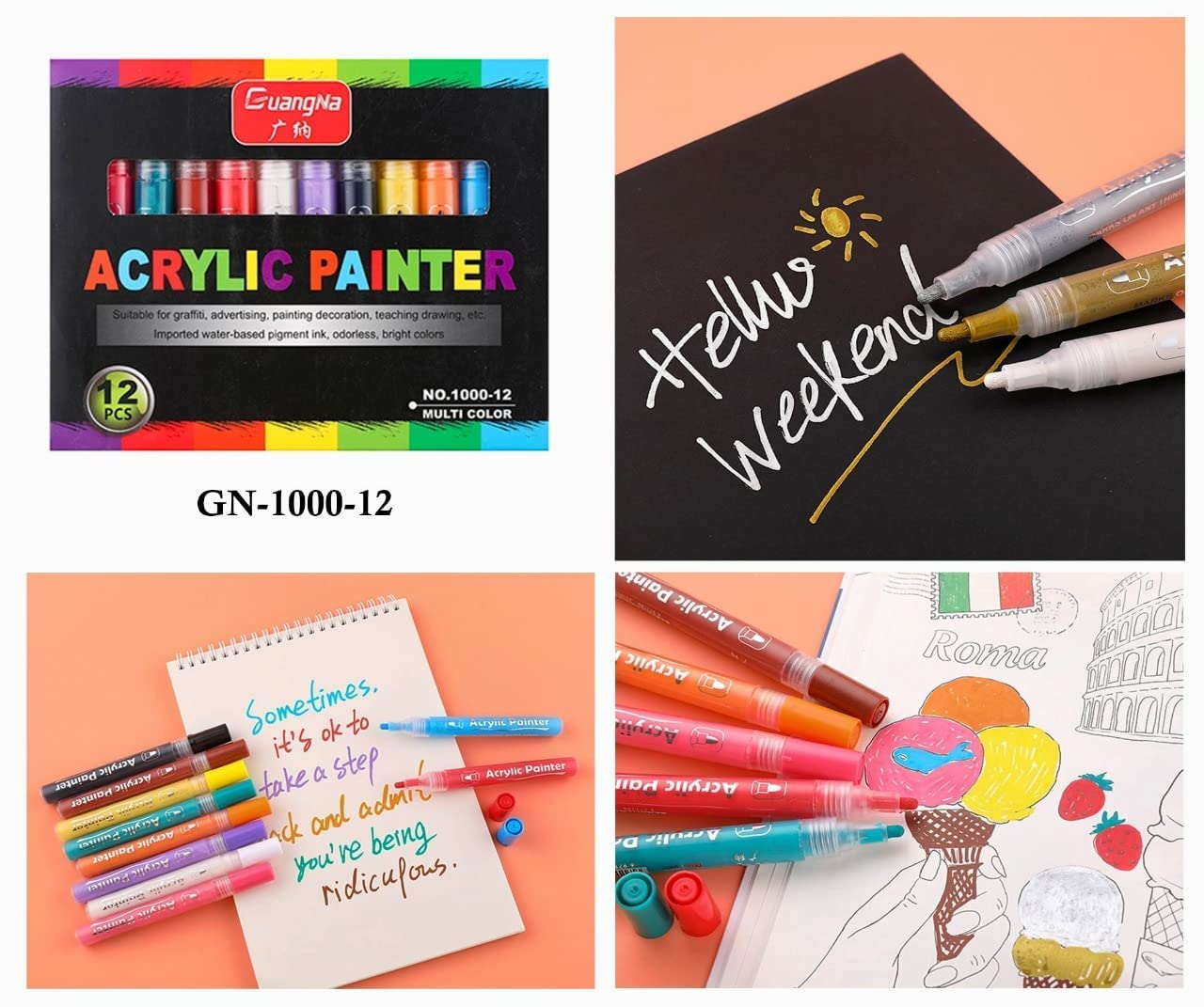 Vibrant 12-color acrylic paint set for inspiring creativity and artistic expression in children. www.usmile.toys