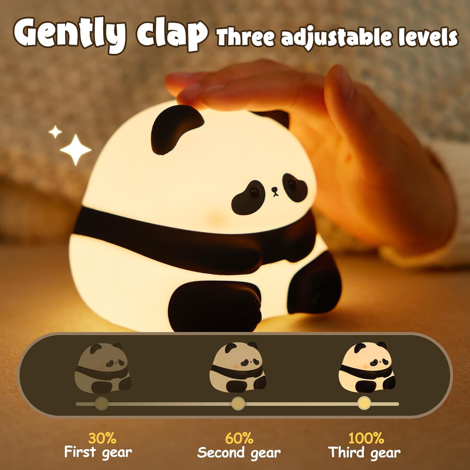 Offer a gentle and comforting glow with this sweet silicone night lamp featuring a cute sitting panda design, perfect for kids' rooms and a lovely bedtime companion. Find it at uSmile.toys." www.usmile.toys