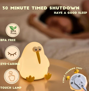 Kids' Kiwi Bird Bedside Lamp: Safe silicone nightlight for a comforting glow at bedtime.
www.usmile.toys