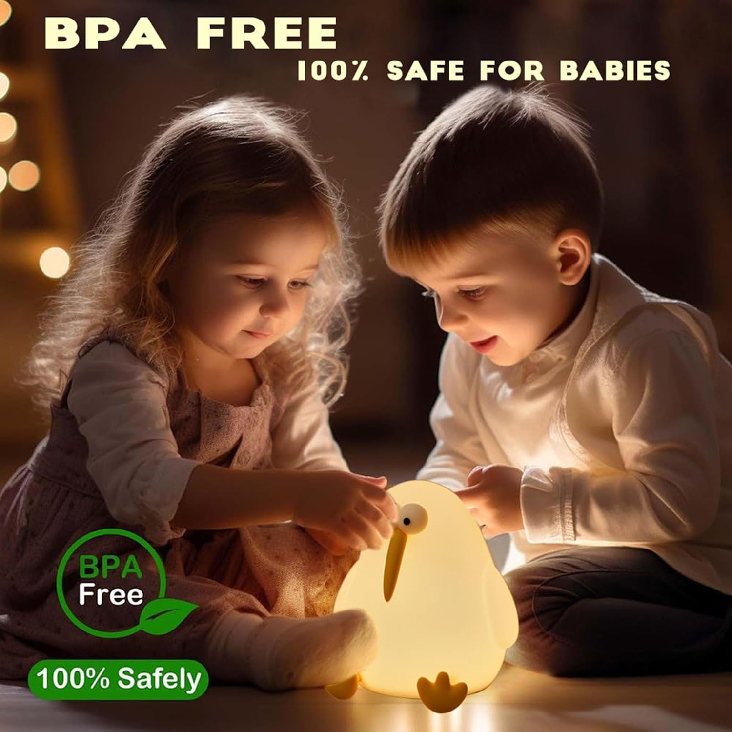 Kids' Kiwi Bird Bedside Lamp: Safe silicone nightlight for a comforting glow at bedtime.
www.usmile.toys