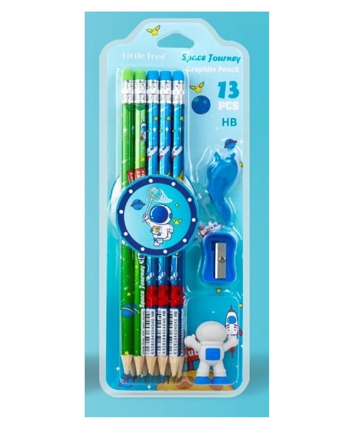 Space Journey HB Pencil Set for Children: Includes 13 graphite pencils, astronaut eraser, and rocket sharpener.
www.usmile.toys